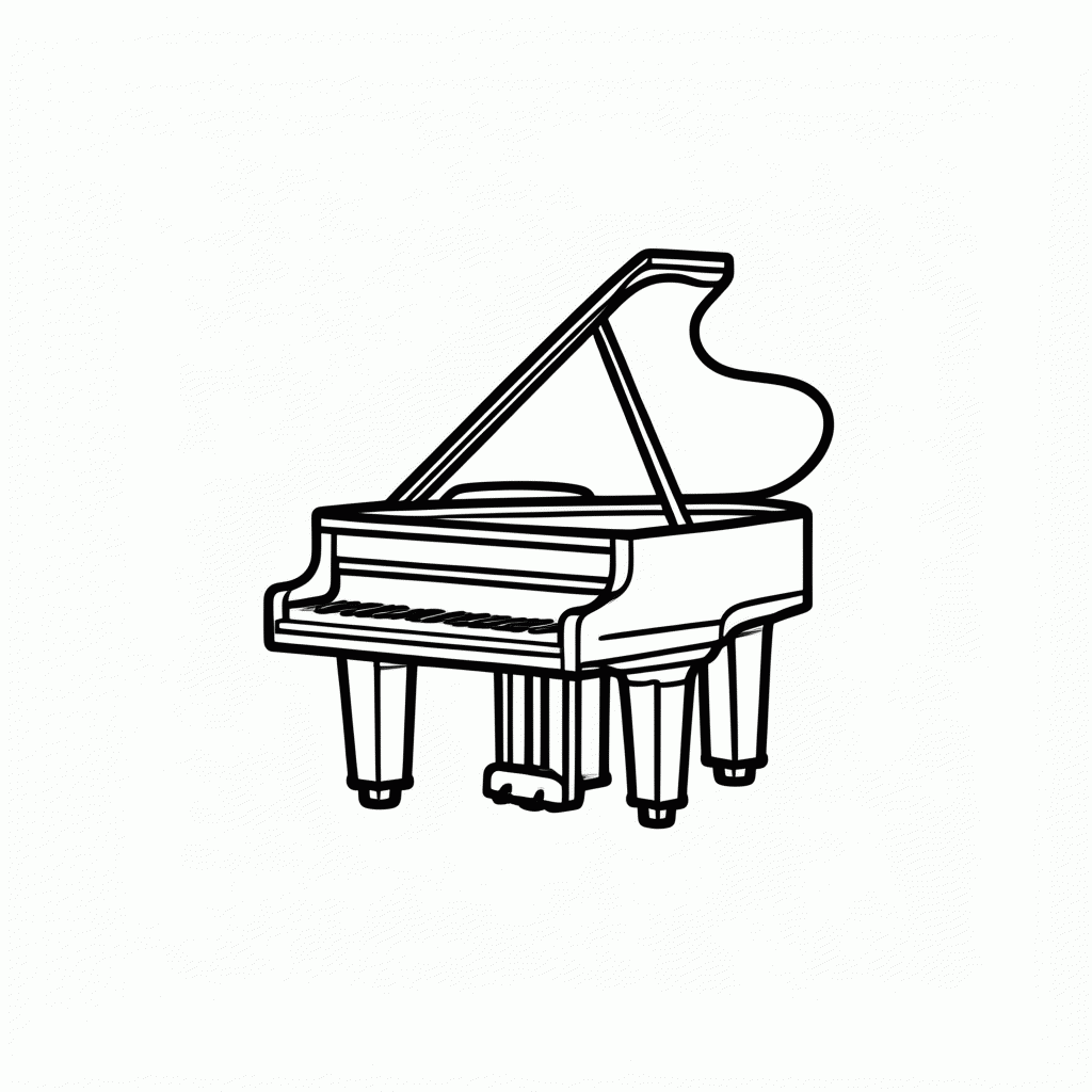 Desenho de Piano para colorir e imprimir grátis em folha A4