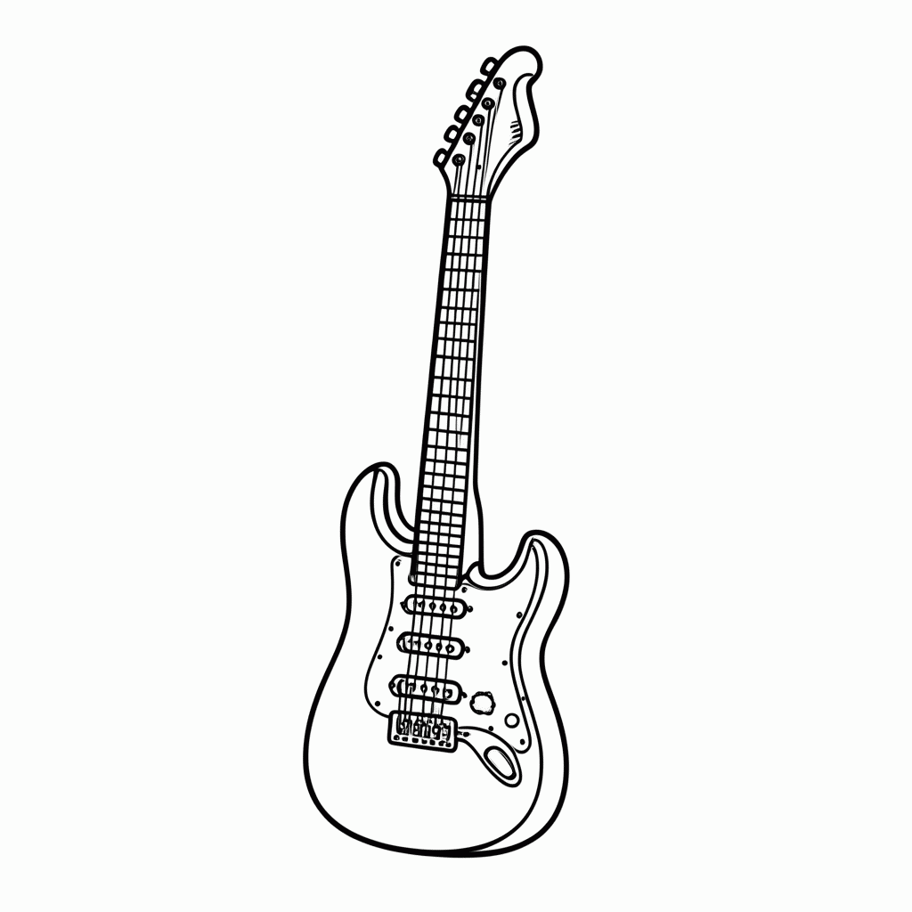 Desenho de Guitarra Eletrica para colorir e imprimir grátis em folha A4