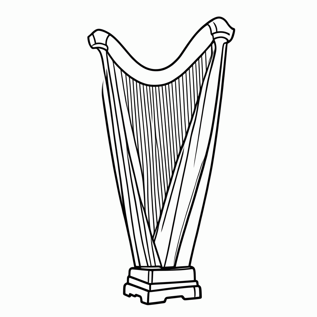 Desenho de Harpa para colorir e imprimir grátis em folha A4