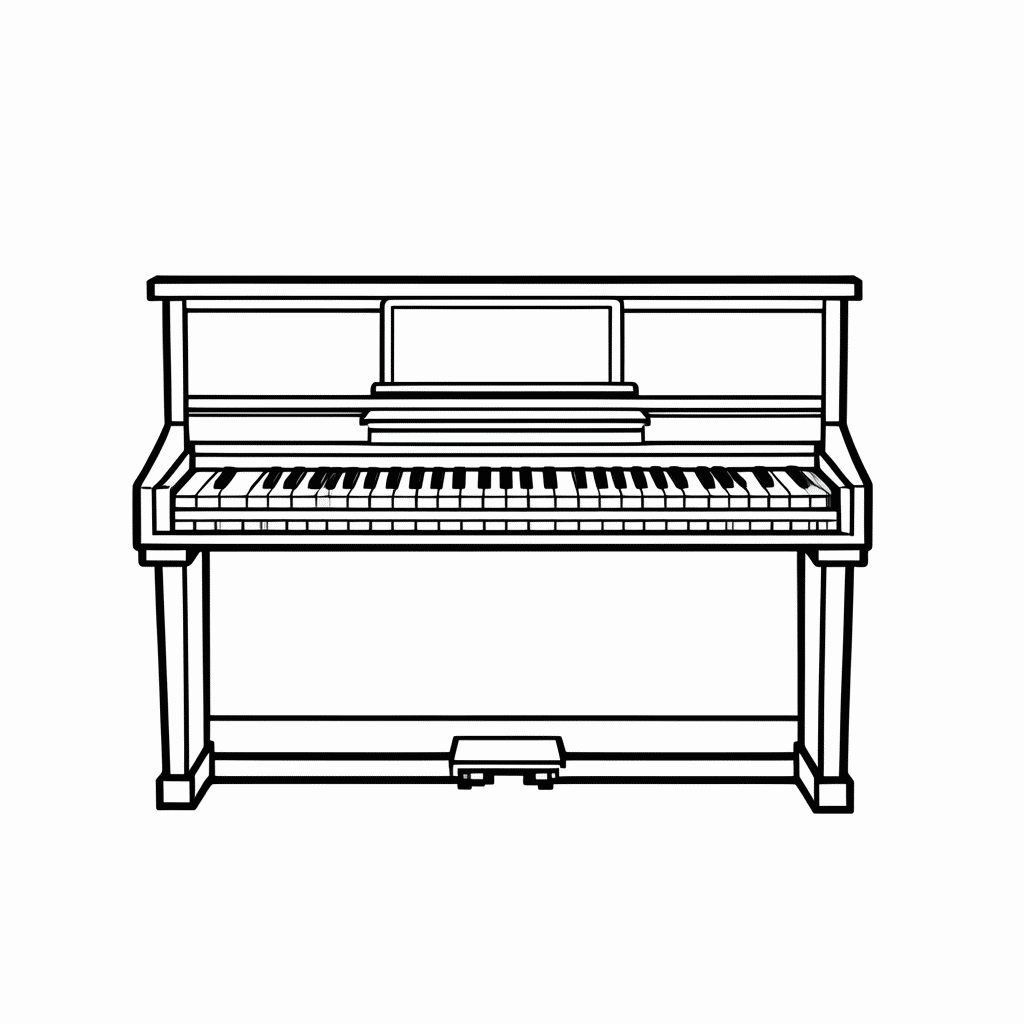 Desenho de Piano para colorir e imprimir grátis em folha A4