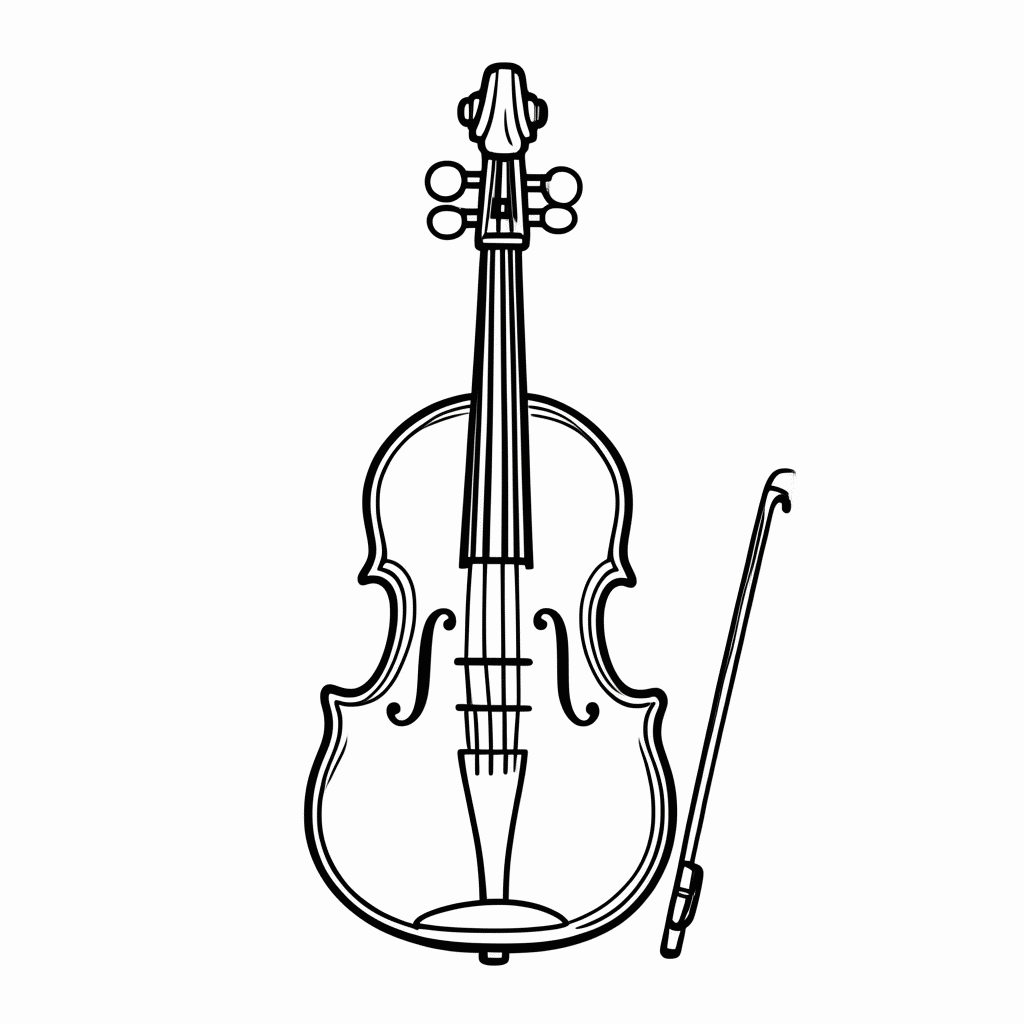Desenho de Violino para colorir e imprimir grátis em folha A4