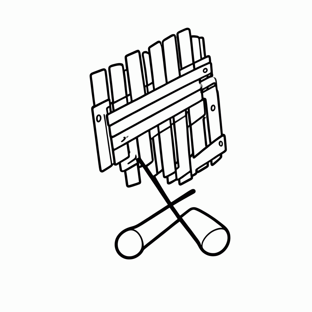 Desenho de Xilofone para colorir e imprimir grátis em folha A4