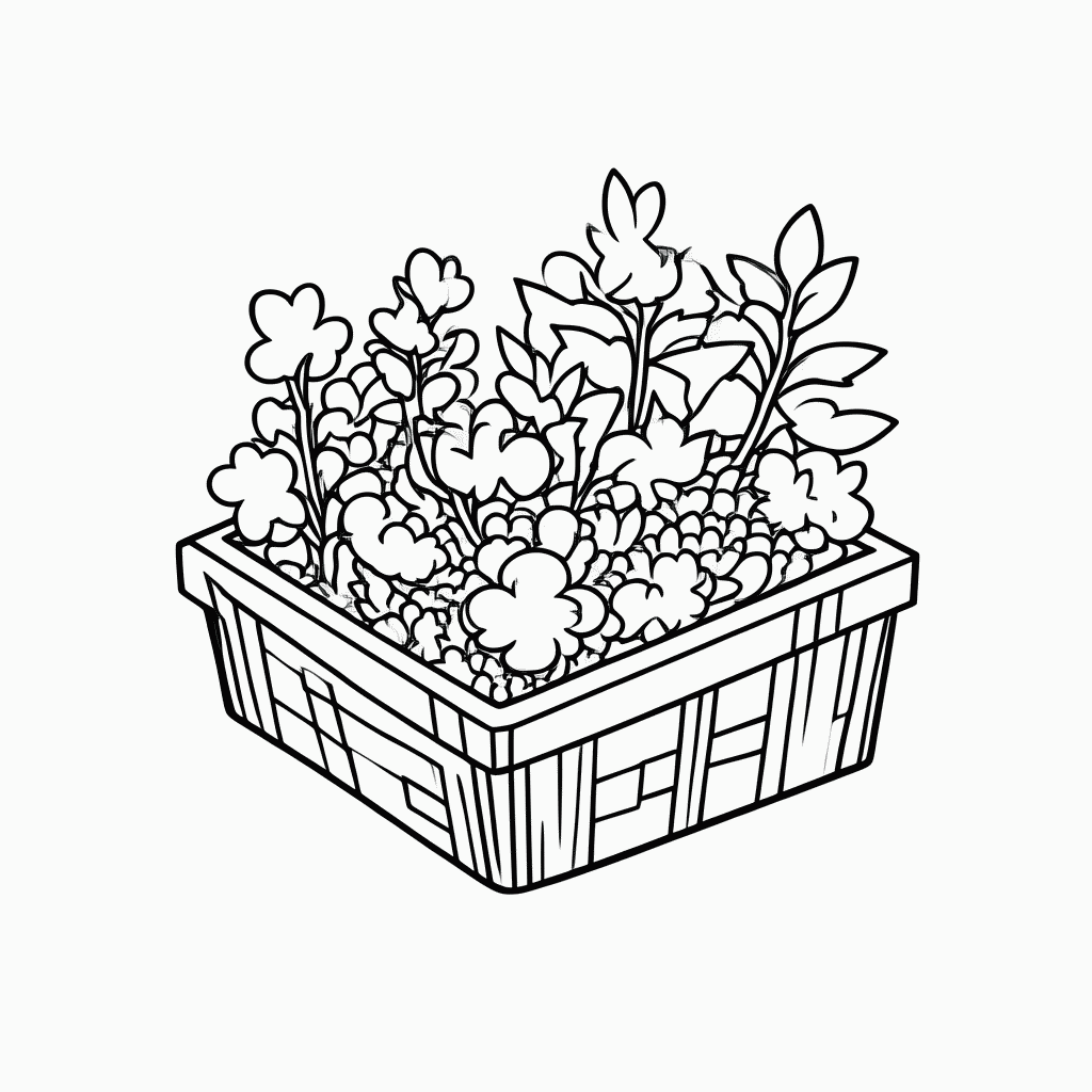 Desenho de Jardinagem — Horta Canteiro para colorir e imprimir grátis em folha A4