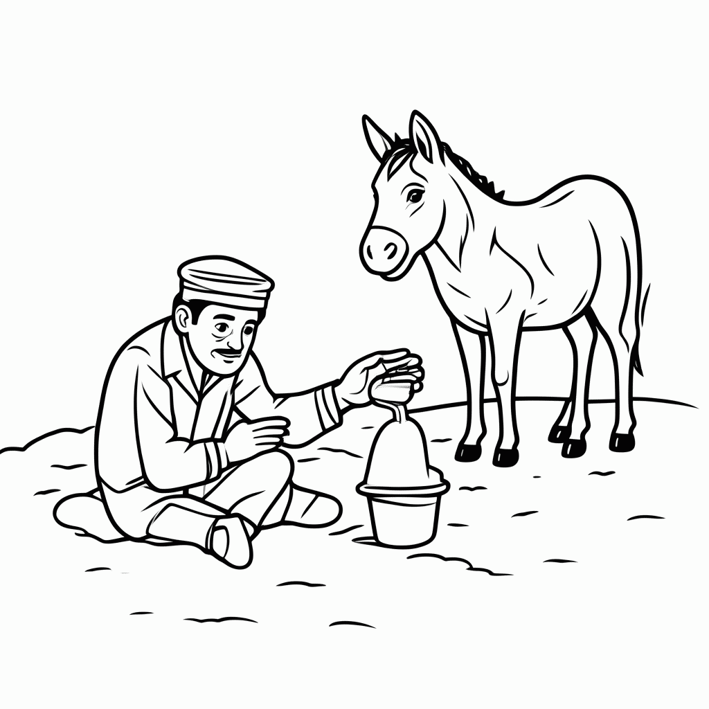 Desenho de Parábola do Bom Samaritano para colorir e imprimir grátis em folha A4