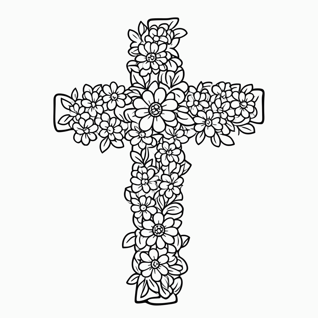 Desenho de Cruz Florida da Ressurreição para colorir e imprimir grátis em folha A4