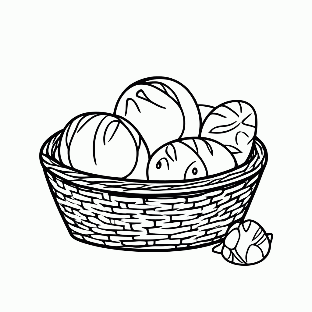 Desenho de Multiplicação dos Pães e Peixes para colorir e imprimir grátis em folha A4