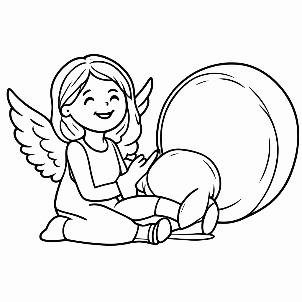 Desenho de Túmulo Vazio com o Anjo para colorir e imprimir grátis em folha A4