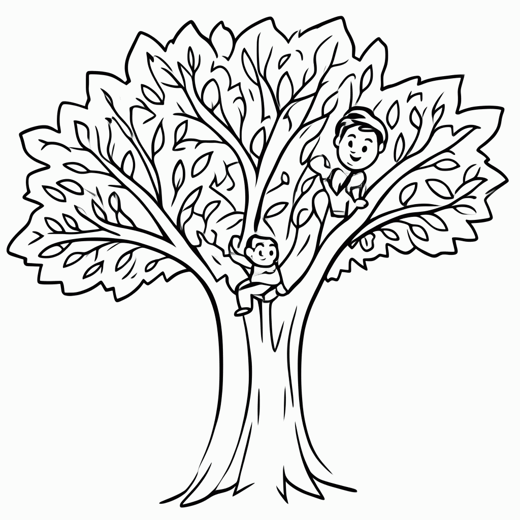 Desenho de Zaqueu na Árvore para colorir e imprimir grátis em folha A4