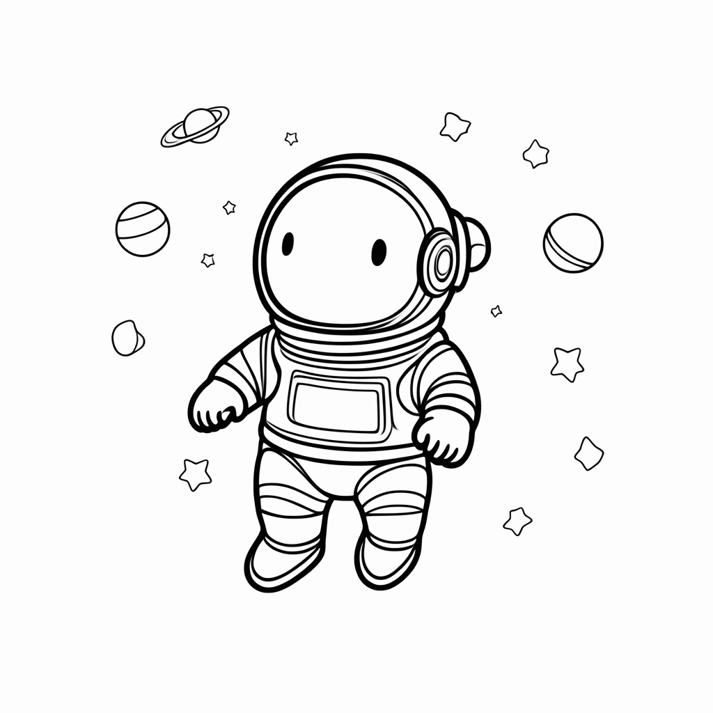 Desenho de Astronauta Flutuando para colorir e imprimir grátis em folha A4