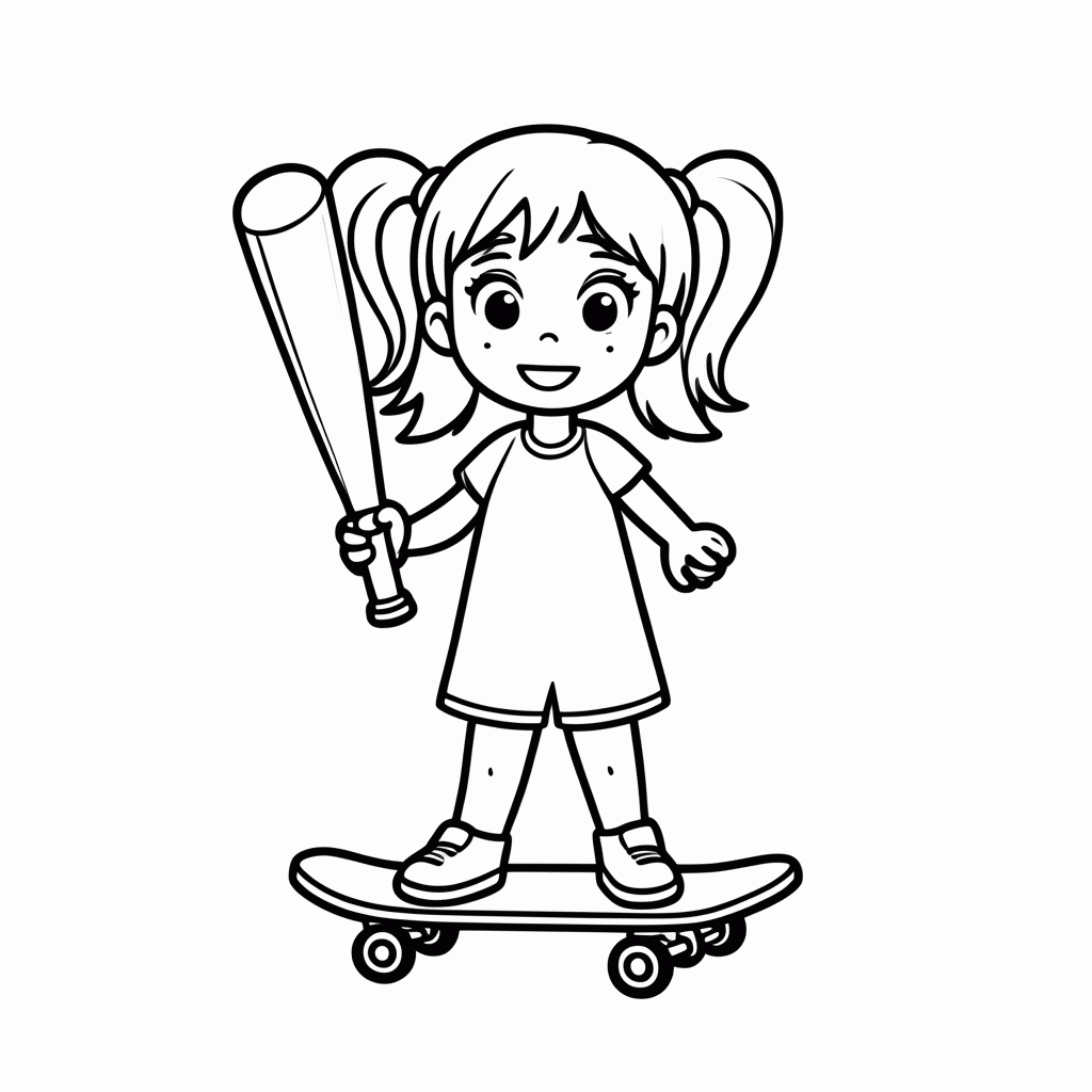 Desenho de Bibi Skate para colorir e imprimir grátis em folha A4
