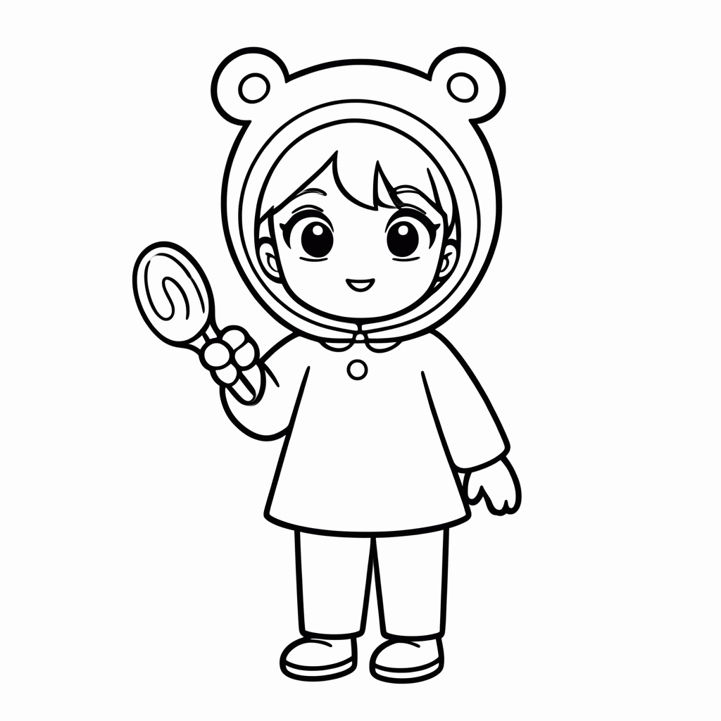 Desenho de Nita Com Urso para colorir e imprimir grátis em folha A4