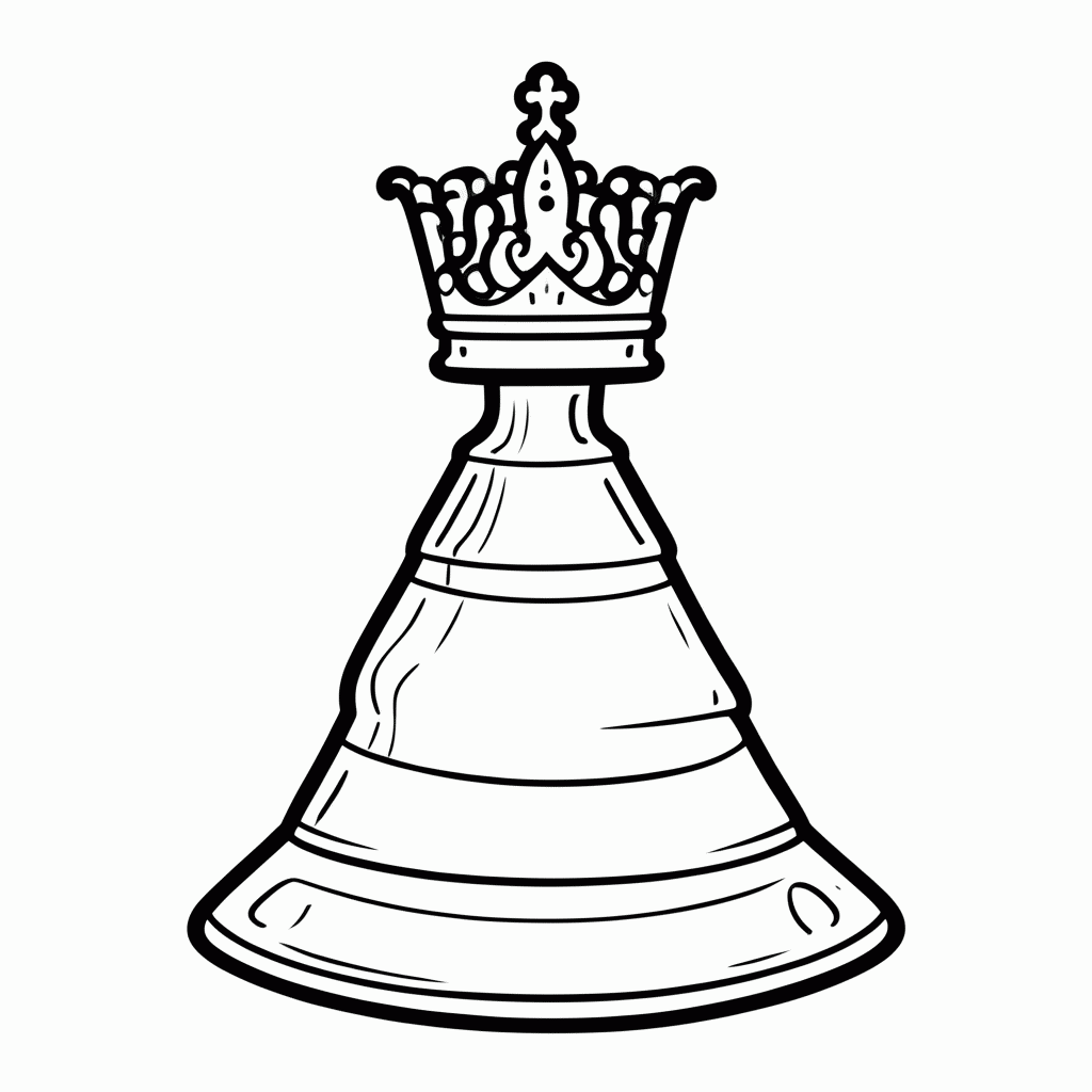 Desenho de Peça de Xadrez: Rainha para colorir e imprimir grátis em folha A4