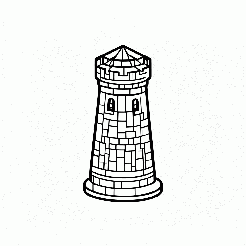 Desenho de Peça de Xadrez: Torre para colorir e imprimir grátis em folha A4