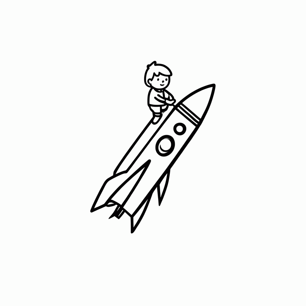 Desenho de Foguete Rocket Ride para colorir e imprimir grátis em folha A4