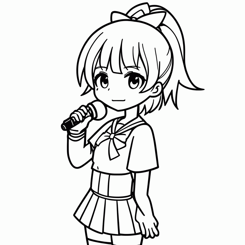 Desenho de Monika Doki Doki para colorir e imprimir grátis em folha A4