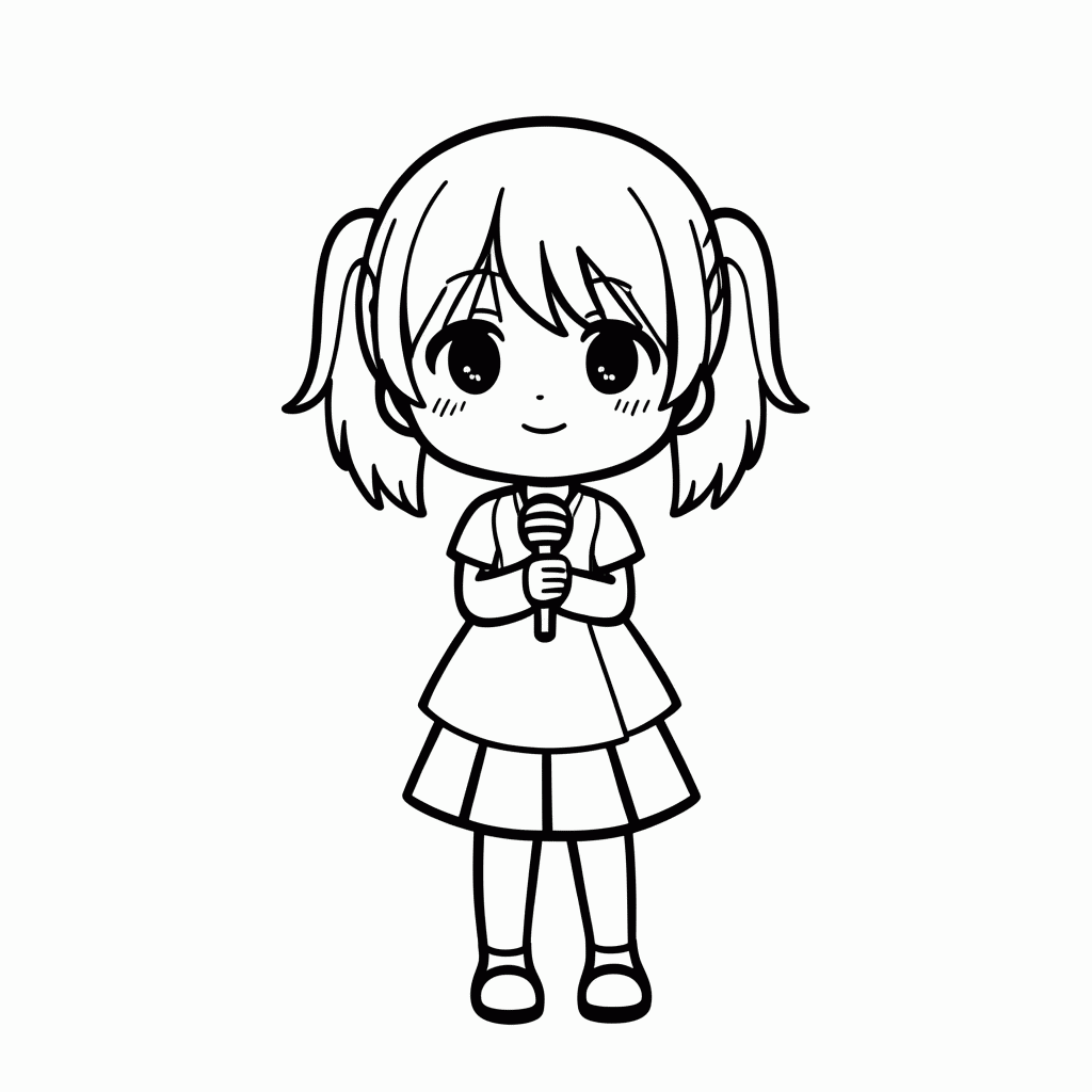 Desenho de Natsuki Doki Doki para colorir e imprimir grátis em folha A4