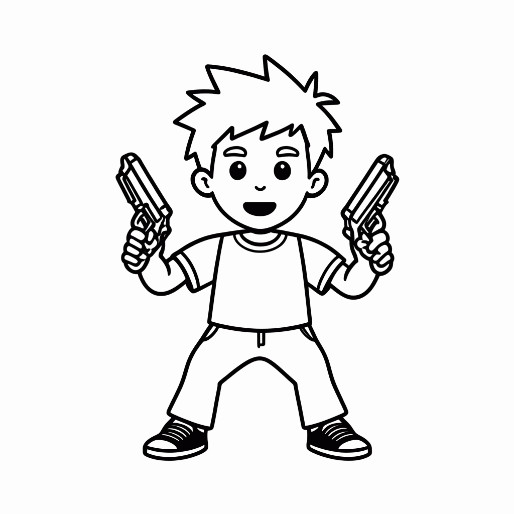 Desenho de Pico Pistola para colorir e imprimir grátis em folha A4
