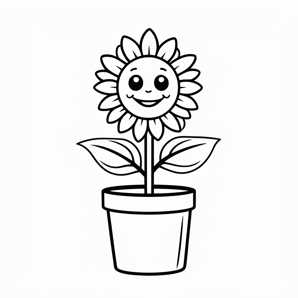 Desenho de Sunflower Girassol para colorir e imprimir grátis em folha A4