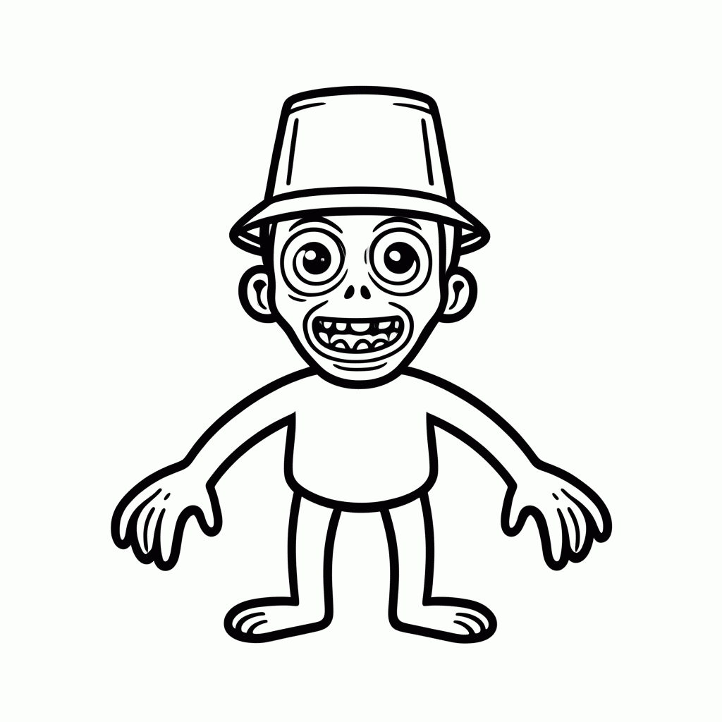 Desenho de Zumbi Balde para colorir e imprimir grátis em folha A4
