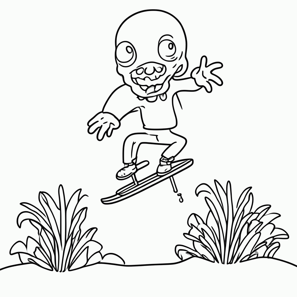 Desenho de Zumbi Poleiro para colorir e imprimir grátis em folha A4