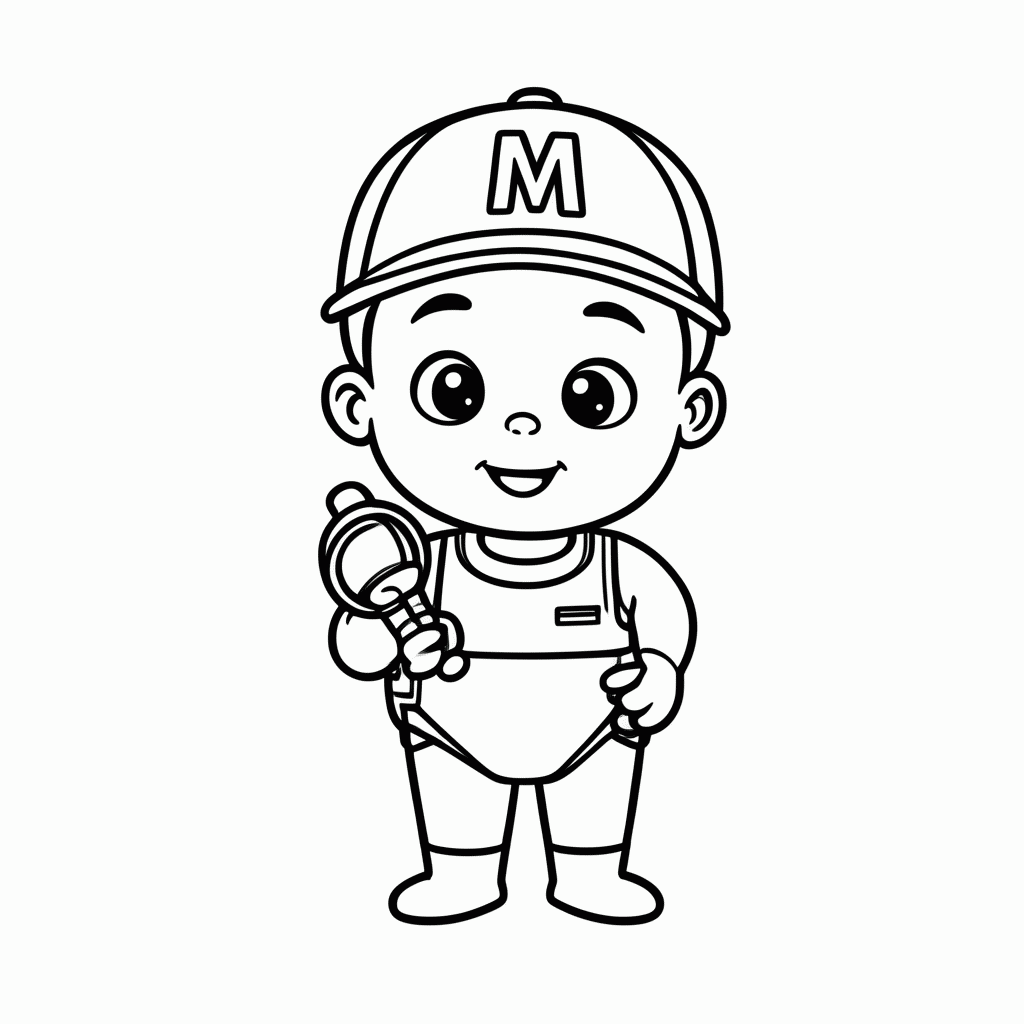 Desenho de Baby Mario para colorir e imprimir grátis em folha A4