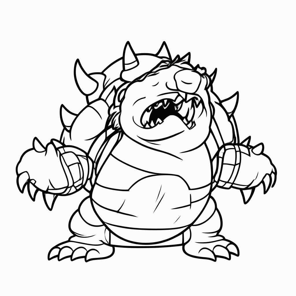 Desenho de Bowser Rei para colorir e imprimir grátis em folha A4