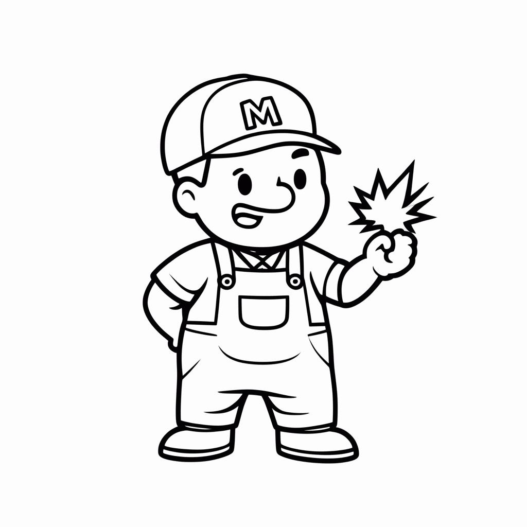 Desenho de Mario Fogo para colorir e imprimir grátis em folha A4