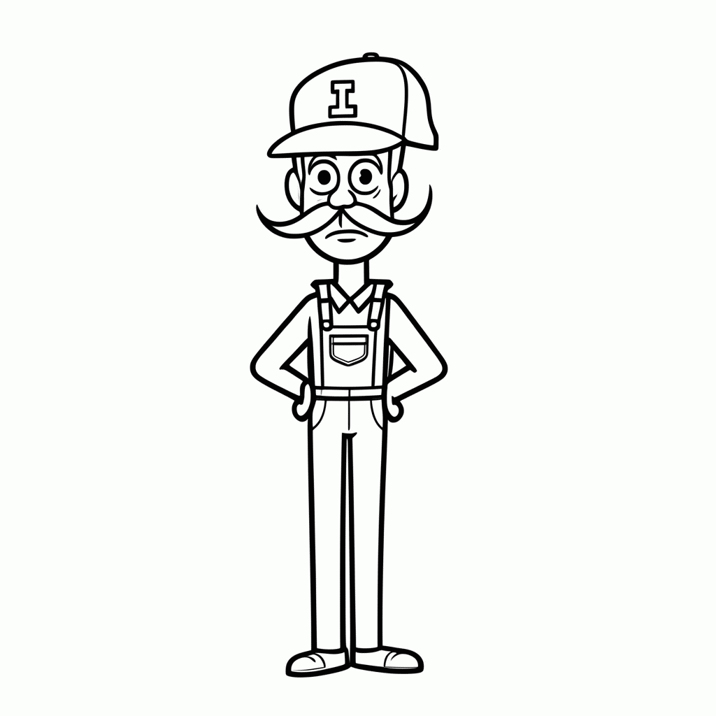 Desenho de Waluigi para colorir e imprimir grátis em folha A4