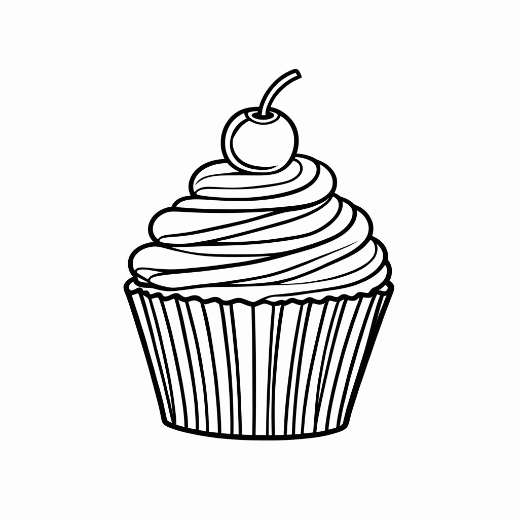 Desenho de Cupcake para colorir e imprimir grátis em folha A4