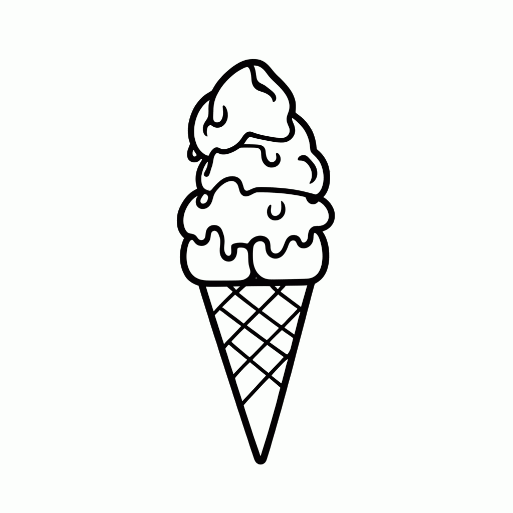 Desenho de Sorvete Com Cobertura para colorir e imprimir grátis em folha A4