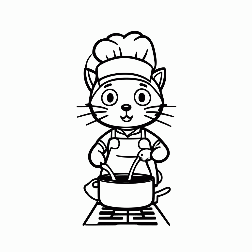 Desenho de Tom Cozinhando para colorir e imprimir grátis em folha A4