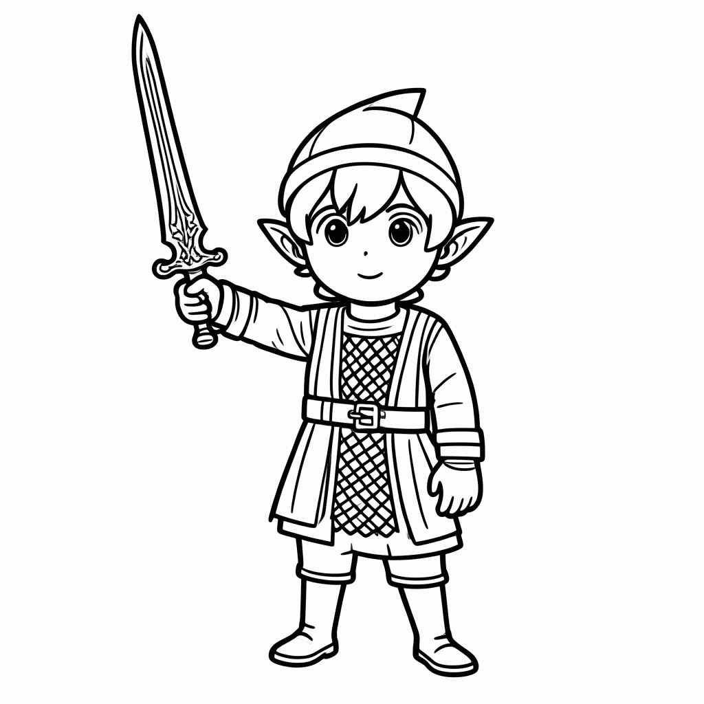 Desenho de Link Com Master Sword para colorir e imprimir grátis em folha A4
