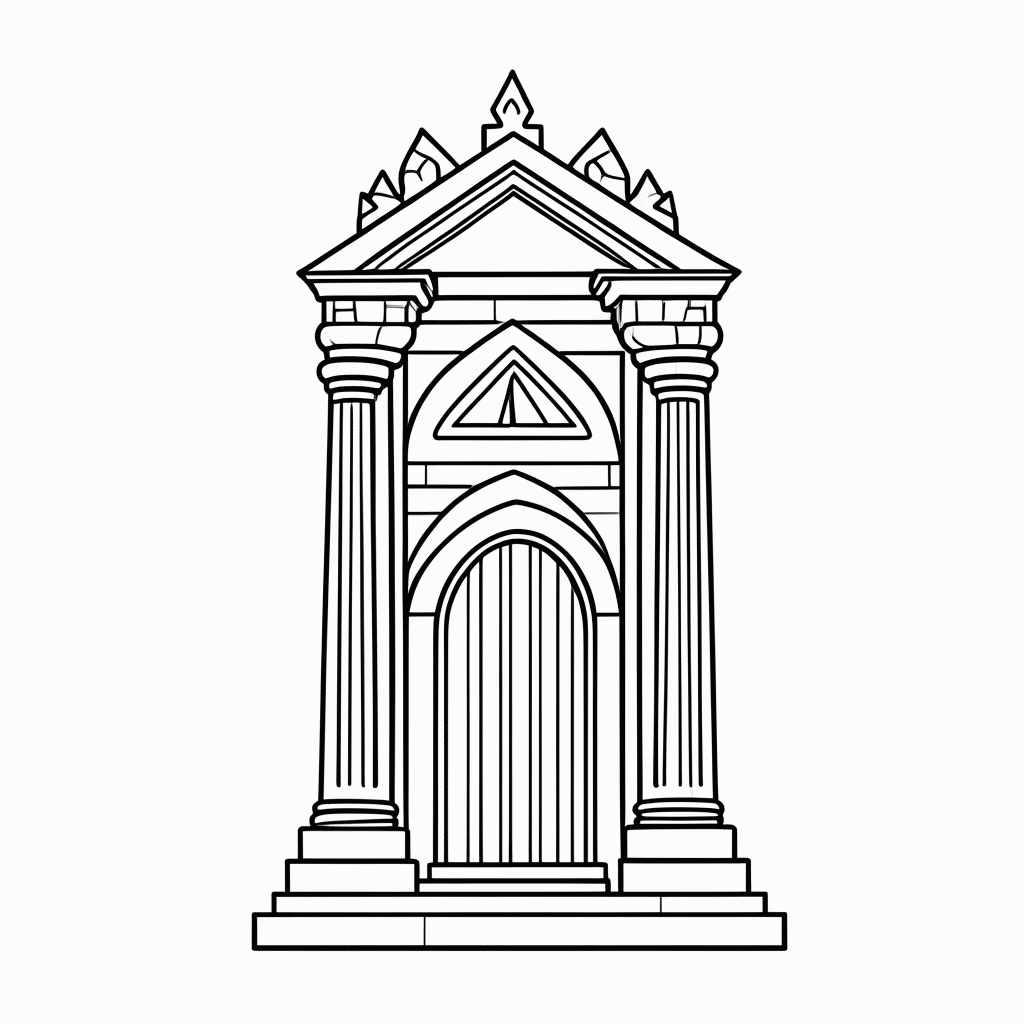 Desenho de Templo Do Tempo para colorir e imprimir grátis em folha A4