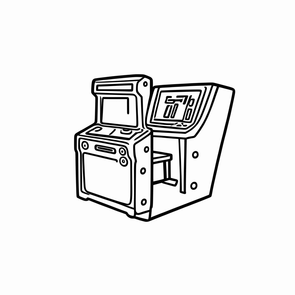 Desenho de Fliperama Vintage para colorir e imprimir grátis em folha A4