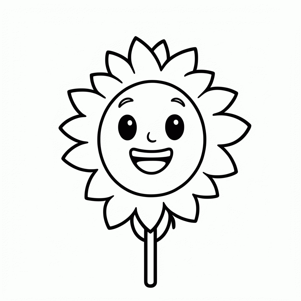 Desenho de Girassol Sorridente para colorir e imprimir grátis em folha A4