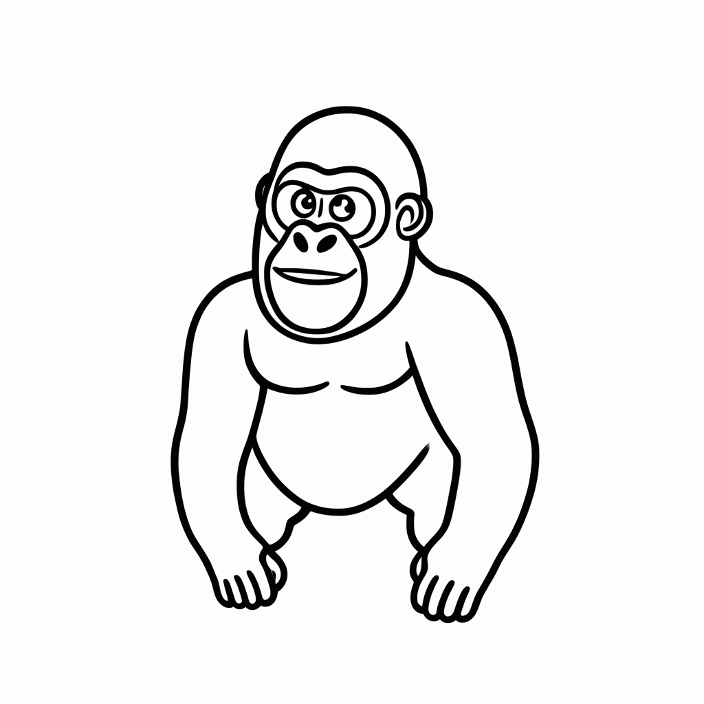 Desenho de Gorila de Gravata Vermelha para colorir e imprimir grátis em folha A4