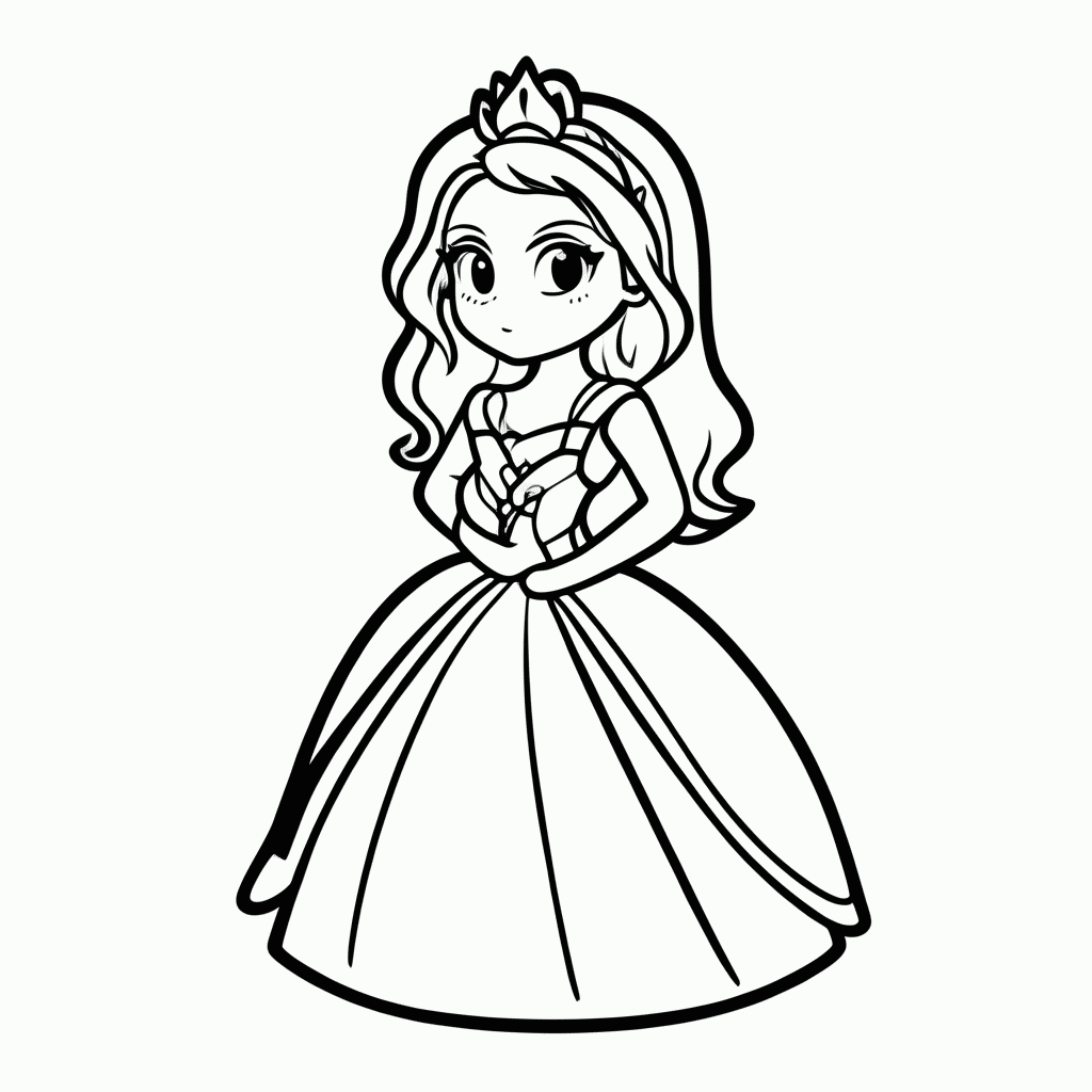 Desenho de Princesa do Reino para colorir e imprimir grátis em folha A4