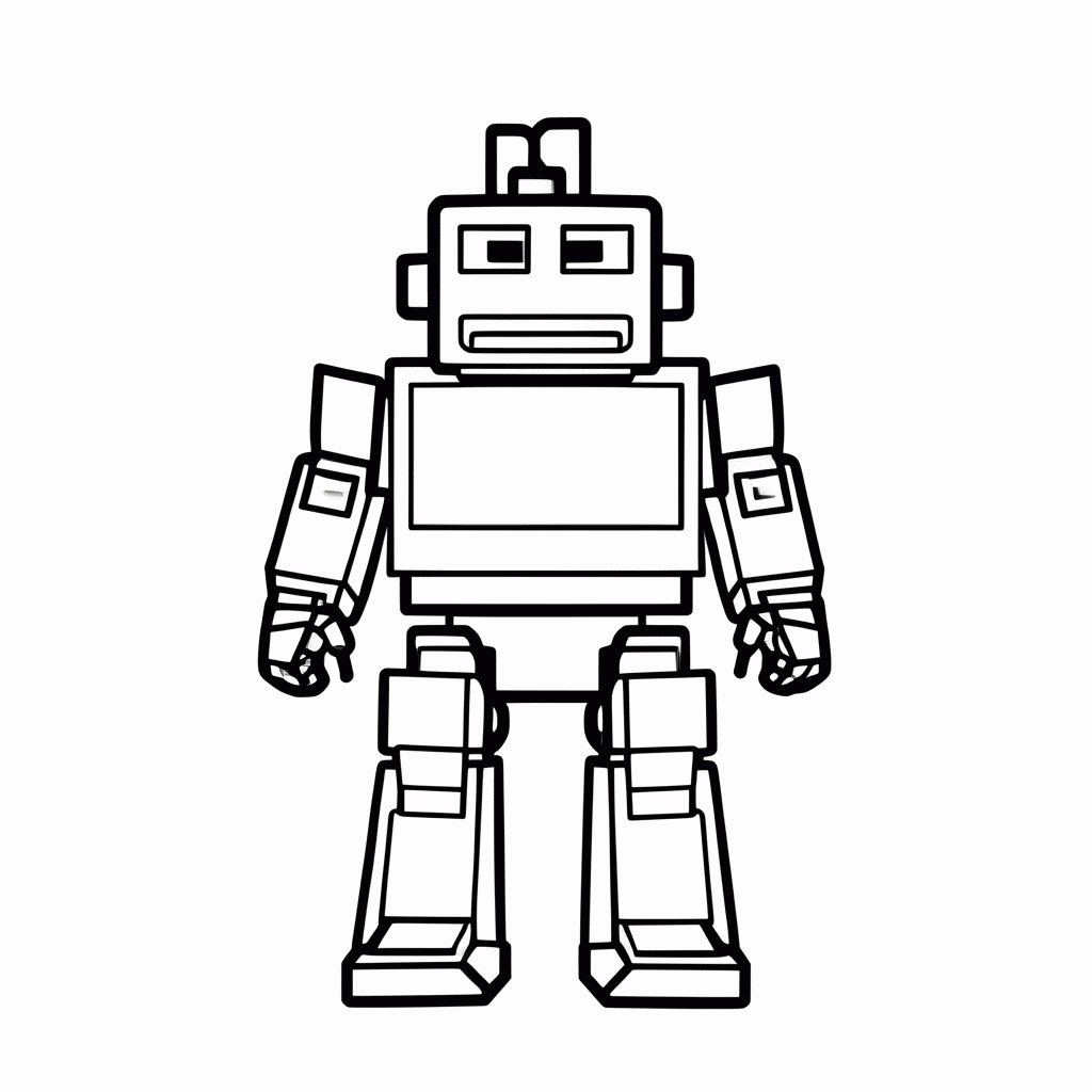 Desenho de Robô do Mundo Blocky para colorir e imprimir grátis em folha A4