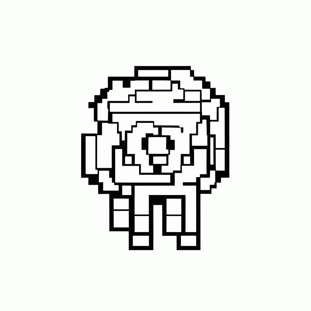 Desenho de Picareta Voxel para colorir e imprimir grátis em folha A4