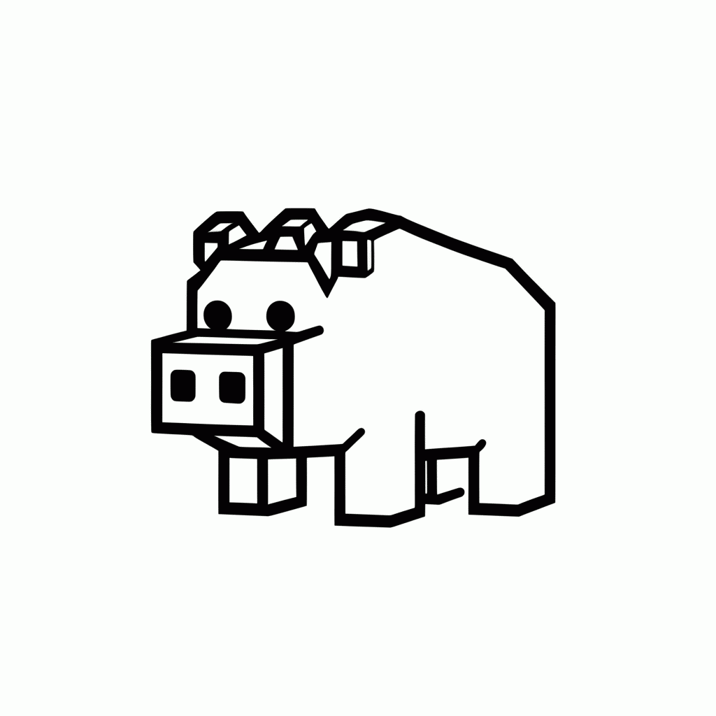 Desenho de Porco Cúbico para colorir e imprimir grátis em folha A4