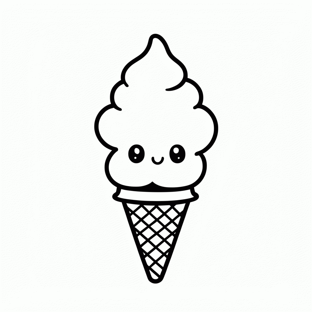 Desenho de Sorvete Cone Com Rosto para colorir e imprimir grátis em folha A4