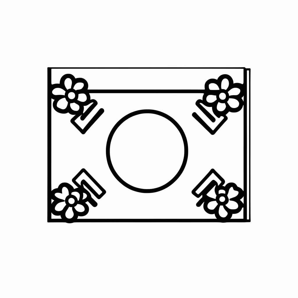 Desenho de Bandeira Coreia Flores para colorir e imprimir grátis em folha A4
