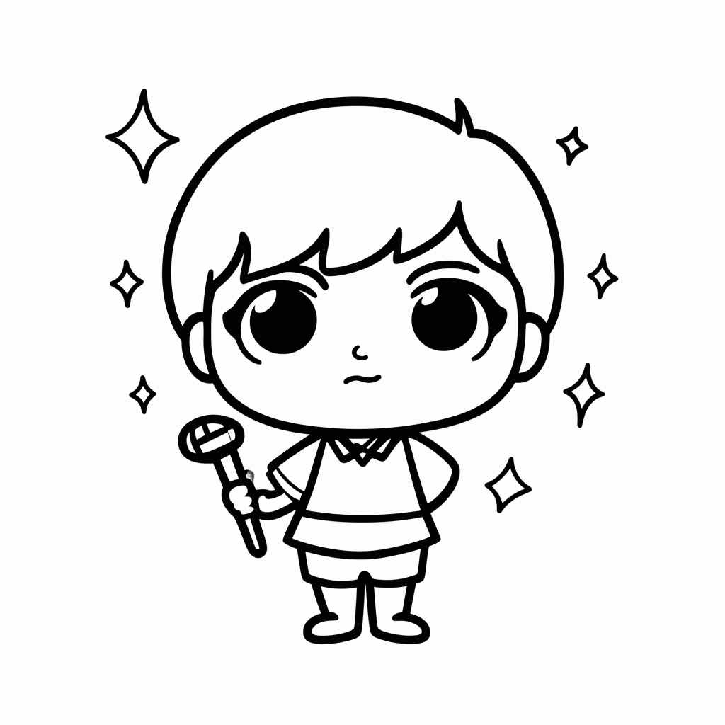 Desenho de Bonequinha Chibi K Pop para colorir e imprimir grátis em folha A4