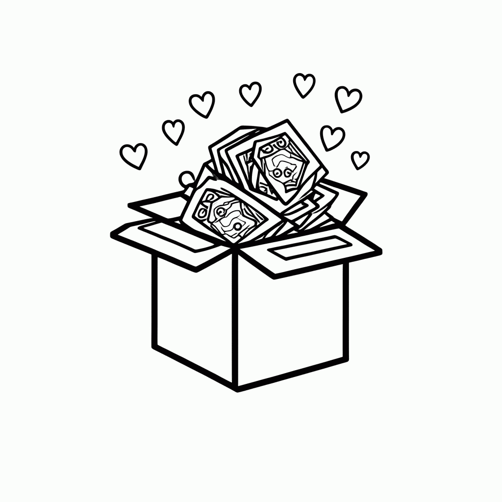 Desenho de Caixa Photocards para colorir e imprimir grátis em folha A4