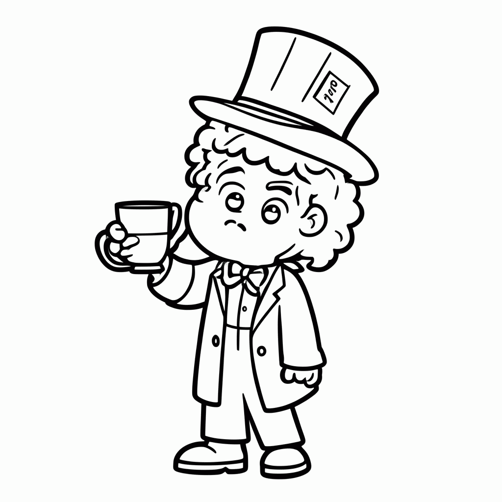 Desenho de Chapeleiro Maluco para colorir e imprimir grátis em folha A4