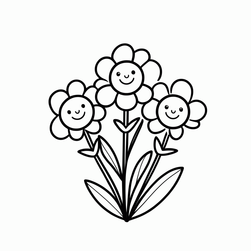 Desenho de Flores Falantes para colorir e imprimir grátis em folha A4