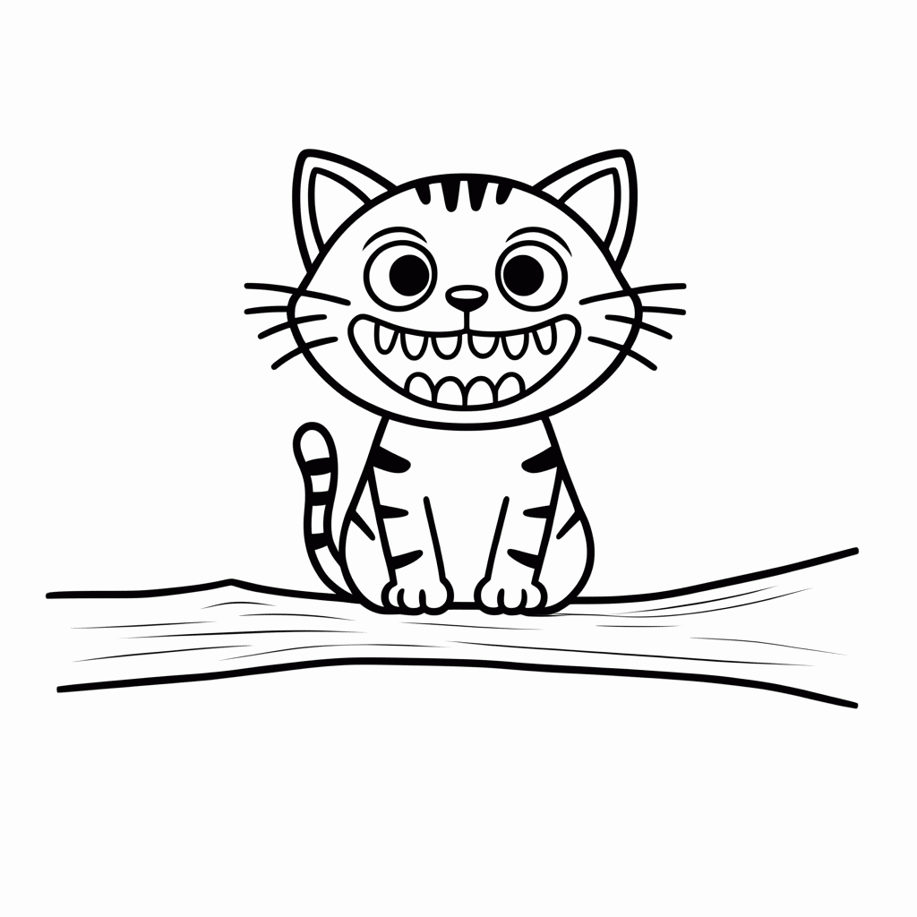 Desenho de Gato De Cheshire Sorrindo para colorir e imprimir grátis em folha A4