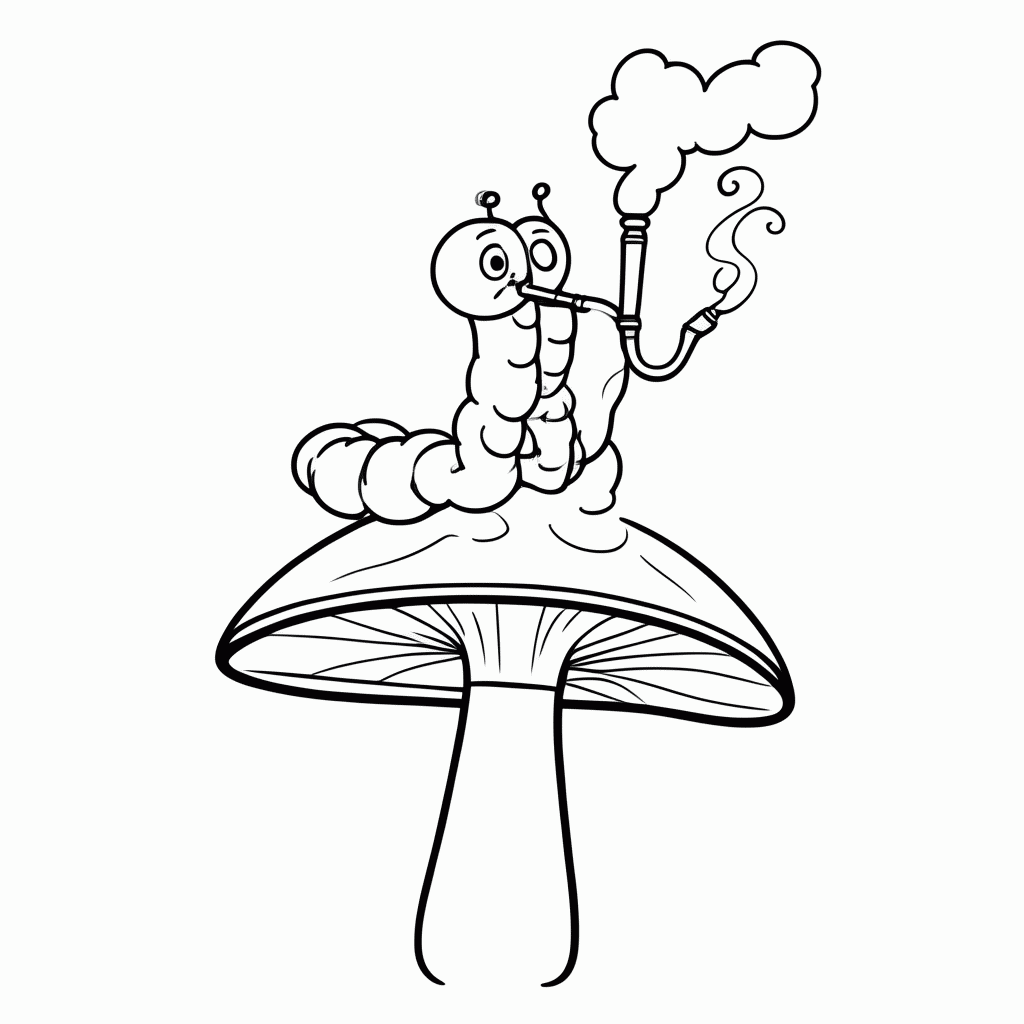 Desenho de Lagarta Fumante para colorir e imprimir grátis em folha A4
