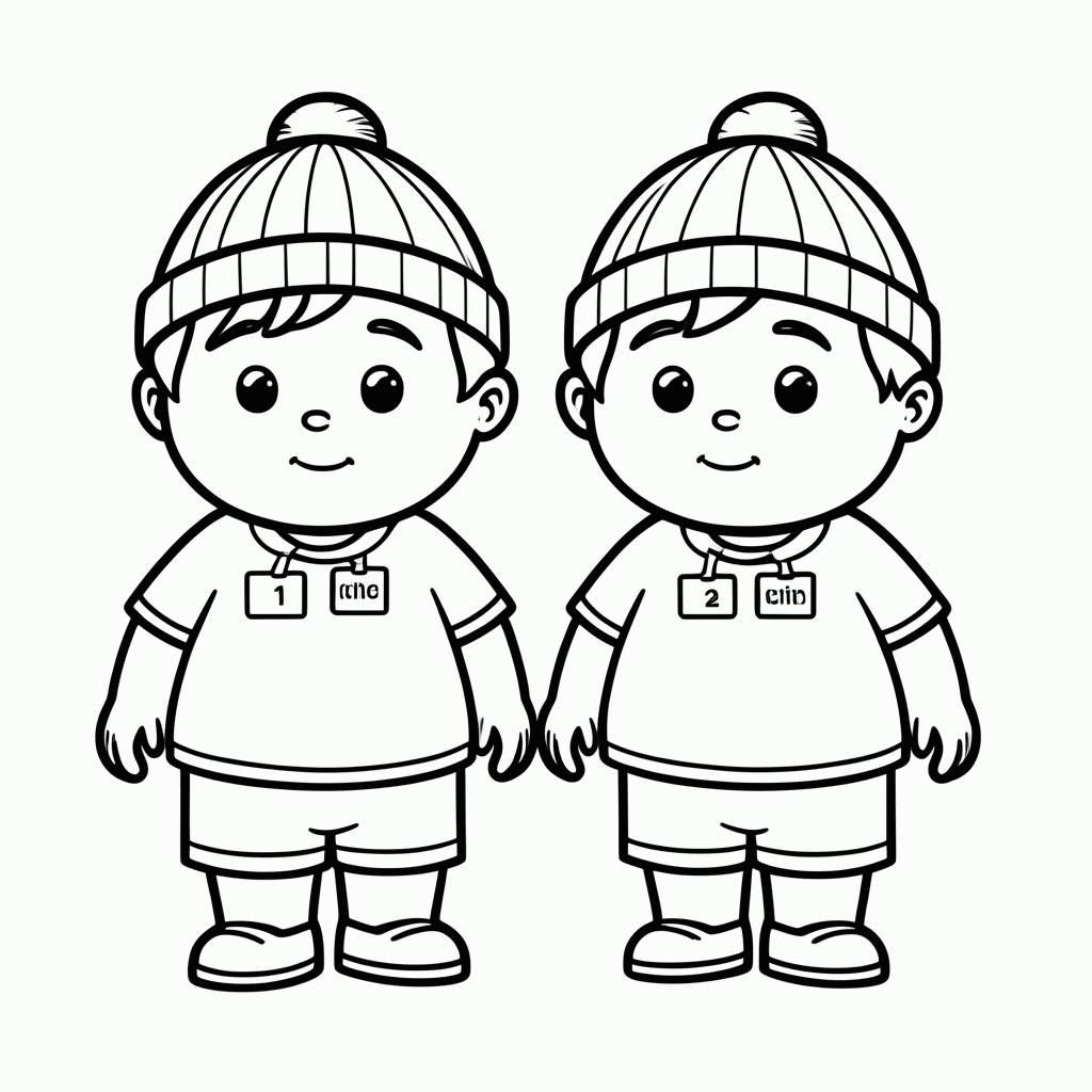 Desenho de Tweedledum E Tweedledee para colorir e imprimir grátis em folha A4