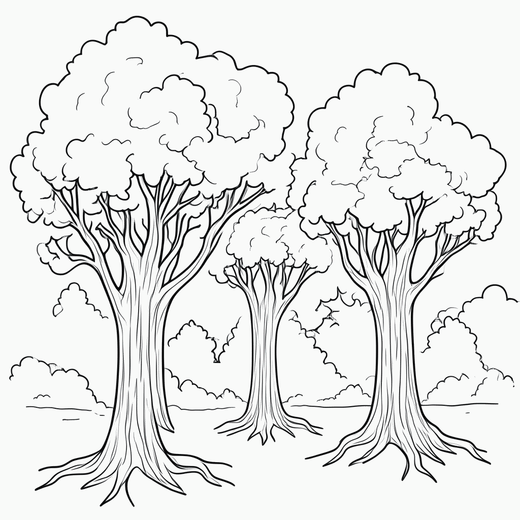 Desenho de Floresta De Carvalho para colorir e imprimir grátis em folha A4